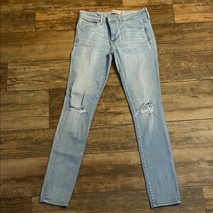 Abercrombie & Fitch Light Blue Ripped Skinny Jeans